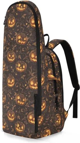 Vista 2 de Bolsa de tenis unisex resistente al agua, color amarillo gótico, calabaza de Halloween, bolsa de viaje deportiva para tenis, bádminton, bolsa