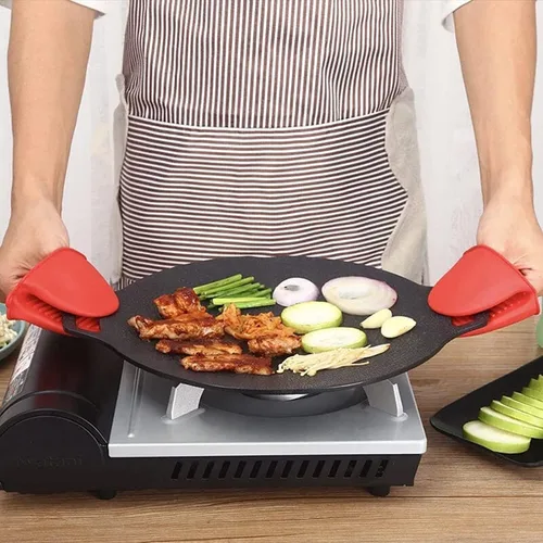 Vista 2 de Sartén antiadherente multifuncional de piedra médica, sartén coreana para barbacoa, compatible con inducción, estufa de gas, estufa eléctrica
