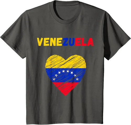 Vista 50 de Camiseta con la bandera venezolana con corazón de Venezuela, Negro