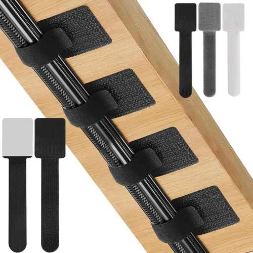 Vista 12 de Paquete de 50 bridas reutilizables autoadhesivas para organizar cables, correas ajustables de gancho y bucle para organizar cables de datos, cables