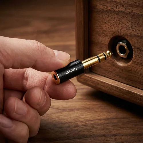 Vista 7 de NANYI adaptador para auriculares estéreo de 1/4 pulgadas a 1/8 pulgadas 1/8" Female to 1/4" Male TRS stereo Audio Adapter; brass body; copper