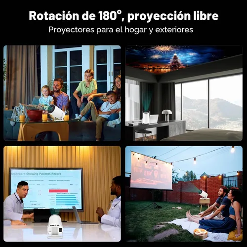 Vista 5 de HY300 Mini proyector portátil, compatible con 4K 1080P con doble banda WIFI6 5G inalámbrico 5.0 Bluetooth Android 11, rotación de 180°, corrección