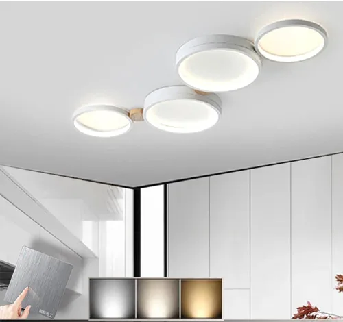 Vista 18 de Lámpara de techo LED de 3 luces, 22 pulgadas, moderna lámpara de techo empotrada de madera de 20 W regulable para sala de estar, dormitorio, cocina
