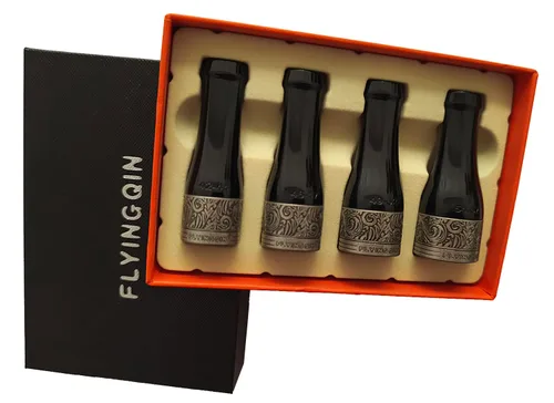 Vista 5 de 4 tamaños de cigarrillos titular de boquilla de puro cobre resina escultura patrón cigarro tubo conjunto (oro)