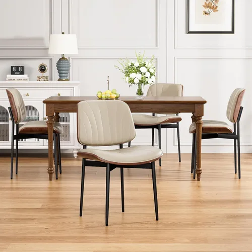 Vista 28 de YaFiti Juego de 2 sillas de comedor, sillas de comedor y cocina modernas de mediados de siglo, sillas tapizadas de piel sintética con diamantes