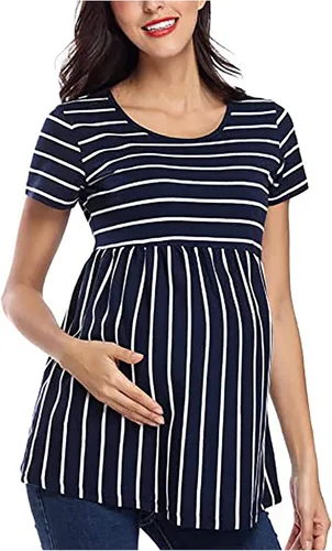 Vista 6 de Camisetas de manga estampada para embarazo, camisetas de maternidad para mujer, de moda, de maternidad, de 6 meses, para bebé niña
