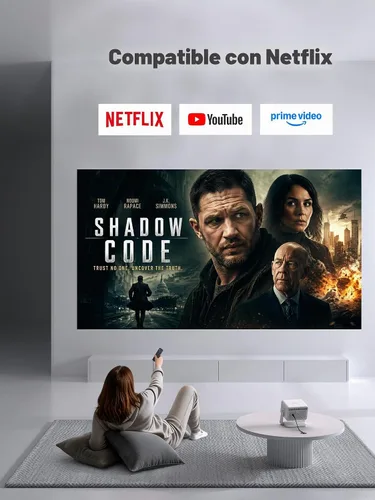 Vista 3 de [Ahora con Netflix y 3600ANSI] Proyector inteligente 4K con WiFi y Bluetooth, enfoque automático y mini proyector Keystone con soporte, proyector