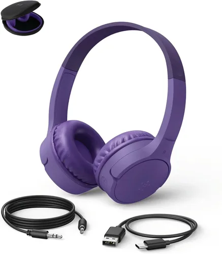 Vista 8 de Belkin SoundForm Mini - Auriculares inalámbricos Bluetooth para niños, batería de 30 horas, límite de volumen seguro de 85 dB, micrófono integrado