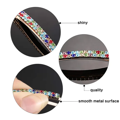 Vista 4 de Yaomiao 16 horquillas de diamantes de imitación de doble fila, pinzas decorativas para el cabello, horquillas de cristal de diamante para mujeres