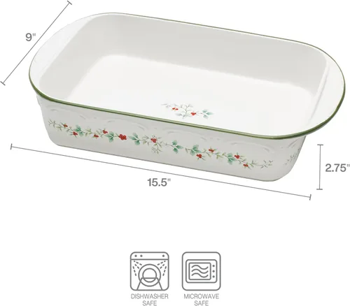 Vista 3 de Pfaltzgraff Winterberry Molde Rectangular para Hornear, 13 Pulgadas