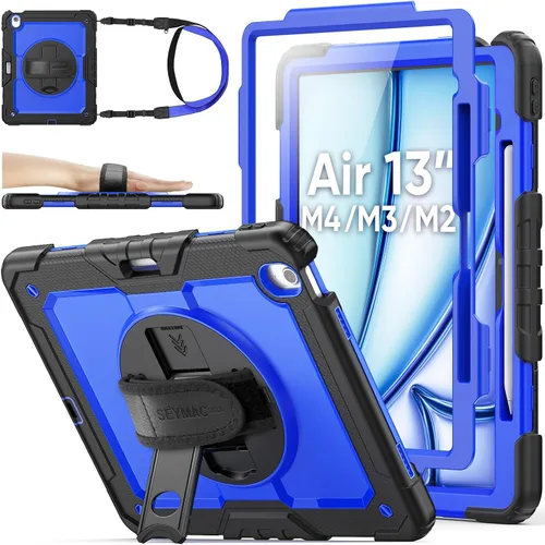 Vista 33 de SEYMAC stock Funda protectora para iPad Air de 11 pulgadas M3 2025/M2 2024 (Air 7ª/6ª generación), funda resistente con protector de pantalla