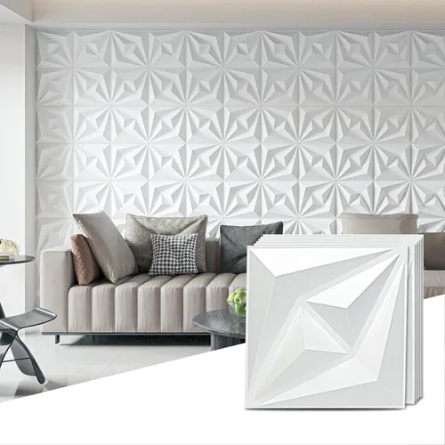 Vista 12 de AMZDEPOT Paneles de pared 3D para decoración de pared interior, 3 opciones de diseño, decoración de pared texturizada de PVC para sala de estar