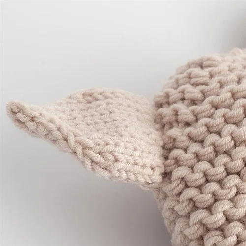 Vista 2 de Sombrero de punto para recién nacido, accesorios para fotografía de bebé, accesorios para fotos de cerdo de dibujos animados, color beige