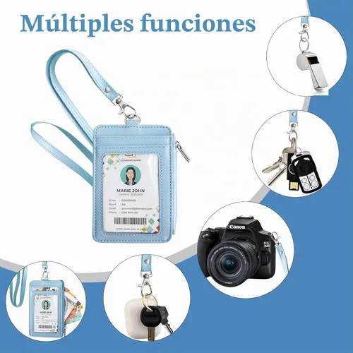 Vista 3 de Bolimoss Porta credenciales y chaleco con tarjetero 2 en 1, soportes para tarjetas de crédito con cordón de cuello desmontable, cartera de cuero