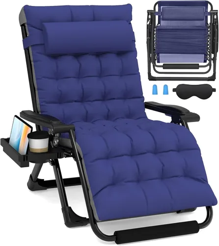 Vista 14 de Slendor Sillas de gravedad cero de gran tamaño XXL, silla reclinable Negro