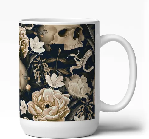 Vista 10 de GotPrint Tazas de calabaza con temática de calavera oscura de Halloween, taza de café de cerámica, regalos de Halloween para mujeres, hombres