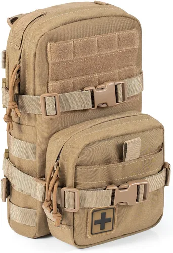 Vista 8 de Paquete de Hidratación Táctica Pequeña MOLLE Transportador de Vejiga de Agua para Exteriores para Chaleco Mochila, Negro, Mochilas Daypack