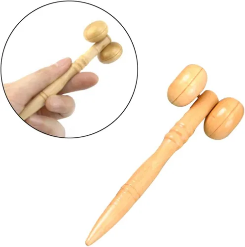 Vista 3 de Rodillos de madera portátiles masajeadores cara mano pierna cabeza cuello espalda cintura masaje rueda palos para hombres mujeres