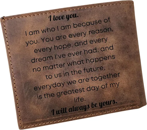 Vista 2 de SFdizayn Cartera de fotos personalizada para hombres, cartera con nombres grabados para él, cartera de fotos personalizada para marido, regalos