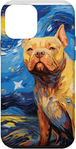 Vista 12 de Funda para iPhone 14 American Bully Starry Night para perro, mamá, perro, papá