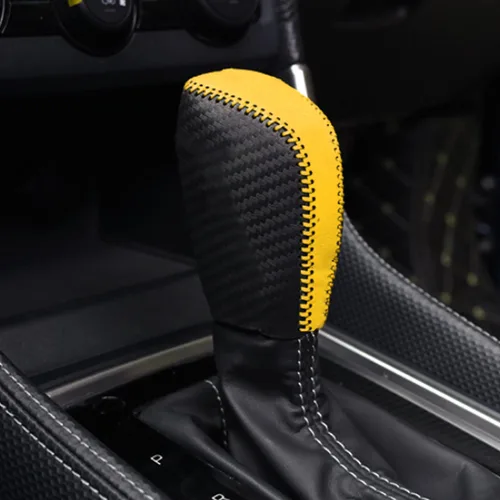 Vista 11 de Cubierta de Cuero para Pomos de Palanca de Cambios de Automóvil, Cubierta de Mango de Engranaje de Palanca de Cambios para Subaru Crosstrek/Impreza