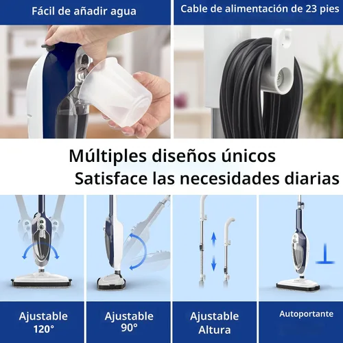 Vista 6 de Trapeador de Vapor - Limpiador de Vapor para Pisos 10 en 1 Desmontable Multiusos de Mano para Madera Dura/Azulejos/Laminado Todos los Pisos Limpieza