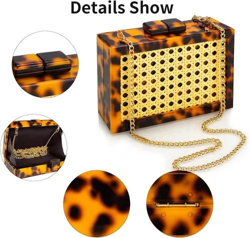 Vista 2 de YYW Bolso de mano de noche de acrílico para mujer, elegante bolso de hombro cruzado para boda, cóctel, fiesta, fiesta de Navidad