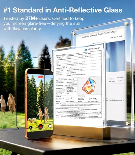 Vista 2 de UltraGlass TOP 9H+ OptiArmor Protector de pantalla para iPhone 17 Pro Max [NO.1 antirreflectante y grado militar inastillable] Protector de pantalla
