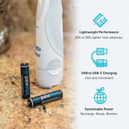 Vista 3 de paleblue Baterías de litio AAA recargables por USB, 1 hora de tiempo de carga, recarga más de 1000 veces, 600 mAh, cable de carga USB-A a USB-C 4