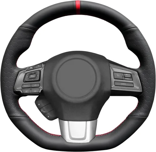 Vista 43 de MEWANT Funda de volante de automóvil transpirable cosida a mano para Subaru WRX 2015-2021 / WRX STI 2015-2021, accesorios para volante Subaru WRX
