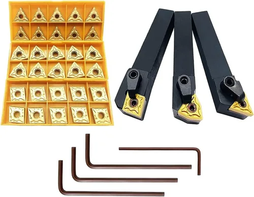 Vista 8 de Juego de 3 piezas de soporte de herramientas de torneado de carburo indexable de círculo exterior para torno de metal de 5/8" MTJNR1616H16 +