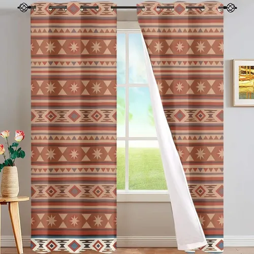 Vista 67 de Dreaweet African Tribal Blackout Curtains 63 Inch Long 2 Panels Set Bohemian Ethnic Geometric Grommet Top Thermal Insulated Curtains for Living Room