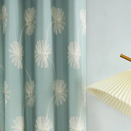 Vista 20 de VOGOL - Cortinas con ojales bordadas con patrón floral elegante de lino sintético, 2 paneles, 60% opacas con aislamiento térmico, cortinas pesadas