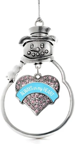 Vista 64 de Inspired Silver - Big Sis - Adorno de Navidad plateado - Adorno de árbol de Navidad con dije de corazón con circonita cúbica - Decoración colgante