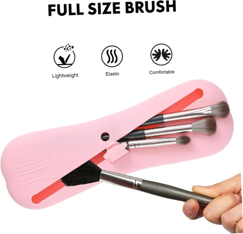 Vista 6 de 2pcs Makeup Brush Holders Portable Travel Makeup Brush Bags Compact Organizers for Eyeshadow Elegant Design Unique Texture