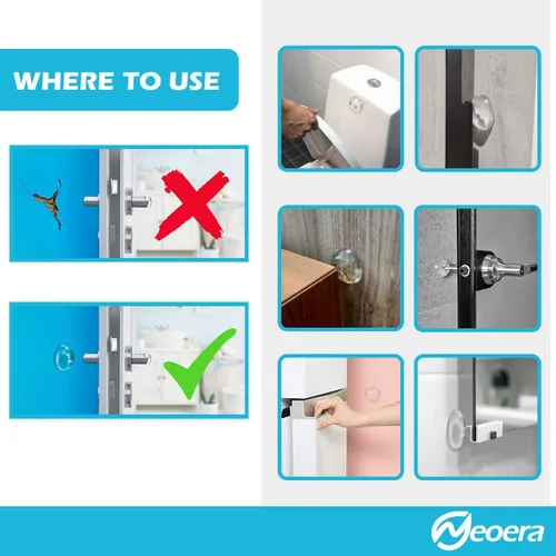 Vista 2 de Neoera Protector de pared para tope de puerta (transparente, paquete de 8) - Gel silencioso y absorbente de golpes, protector de parachoques
