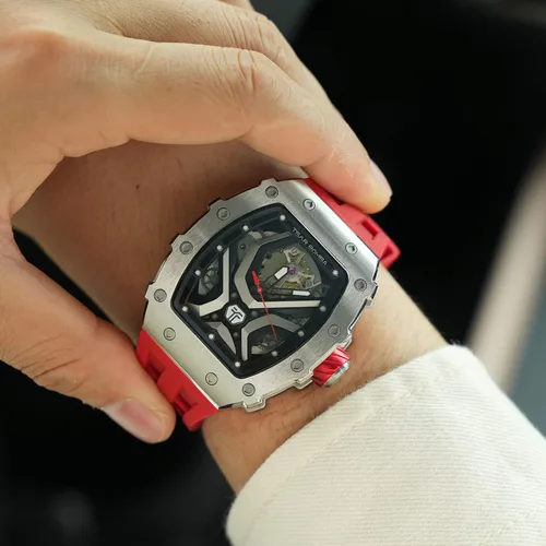Vista 6 de TSAR BOMBA Reloj de pulsera cuadrado automático de lujo para hombre, 164.0ft, impermeable, esqueleto, mecánico, elegante, para hombres, simple