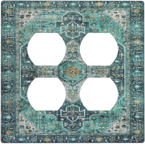 Vista 96 de Cubierta de Toma Duplex de 1 Banda Decorativa con Diseño de Puesta de Sol Abstracto y Arcoíris, Placa Frontal Eléctrica, Interruptor de Luz Único