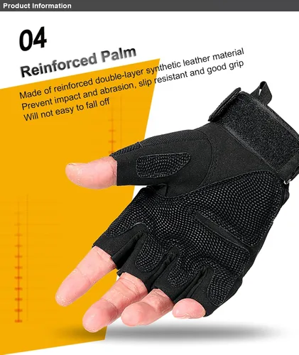 Vista 6 de SUJAYU Guantes de entrenamiento sin dedos para hombres con protección de nudillos para deportes al aire libre