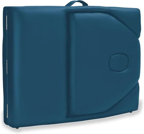 Vista 5 de Saloniture Mesa de masaje portátil profesional con respaldo - azul