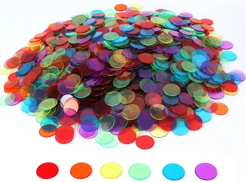 Vista 10 de GSE Games & Sports Expert Blue Bingo Chips, 1,000 piezas de 3/4 pulgadas de alto contraste transparente para juegos de bingo, fiestas
