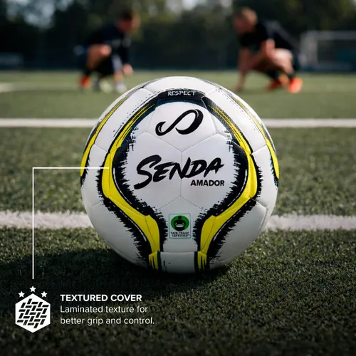 Vista 4 de Senda Amador Bola de Fútbol de Entrenamiento, Certificado de Comercio Justo Blanco/Amarillo