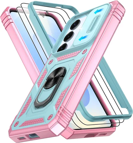 Vista 113 de Gritup Funda para Google Pixel 6 con cubierta deslizante para cámara y protector de pantalla (2 unidades), soporte de anillo giratorio 360°, funda