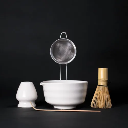 Vista 2 de Juego de 5 piezas de matcha verde – Juego de batidor y tazón de matcha con cuenco de matcha con boquilla, batidor de bambú para matcha, cuchara