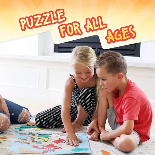 Vista 4 de GeoToys GeoPuzzle, juego de 6 rompecabezas de campo, juego de geografía y mapas, juegos educativos y actividades de aprendizaje para niños, regalos