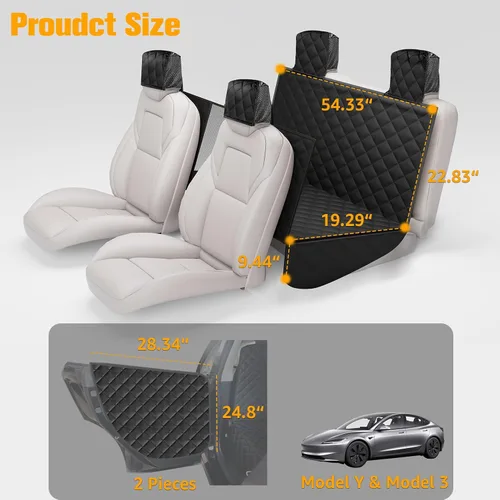 Vista 5 de PETICON Fundas de asiento para perro para Tesla Model 3 y Y con 2 protectores de puerta, hamaca para perro 100% impermeable para Tesla con ventana