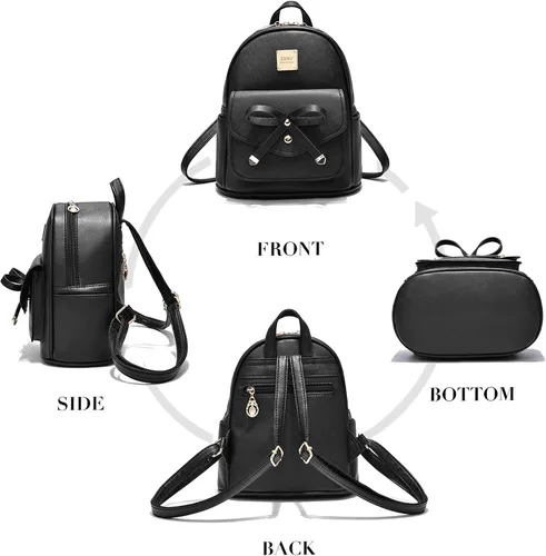 Vista 23 de ZGWJ Mini mochila de cuero con moño, mochila pequeña, linda mochila casual de viaje para niñas y mujeres, M, Mochilas tipo mochila