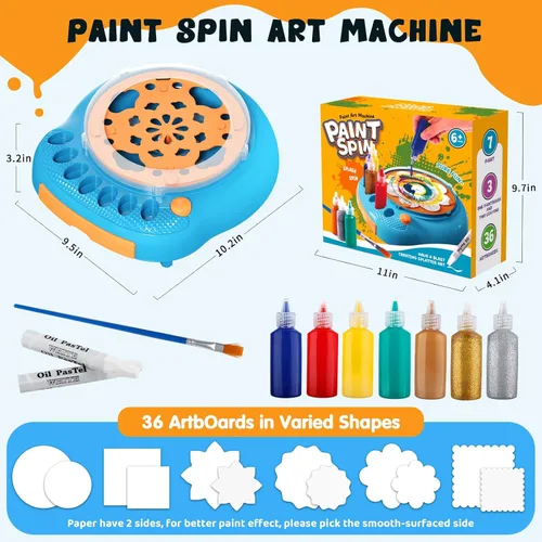 Vista 6 de Kit de máquina de arte giratorio de pintura para niños, artes y manualidades, juegos de juguetes giratorios para niños y niñas de 6, 7, 8, 9 años