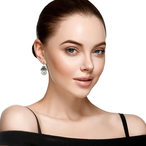 Vista 5 de Pearl earrings S925 sterling silver pearl pendant earrings for women