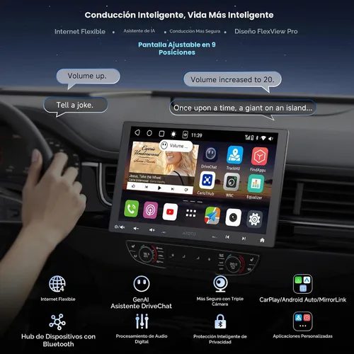 Vista 2 de ATOTOZONE S8MS 10.1" Android Single DIN & Doble DIN Estéreo para coche